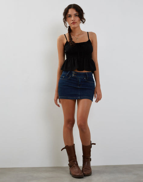 Image of Lyncia Tie Front Cami Top in Black