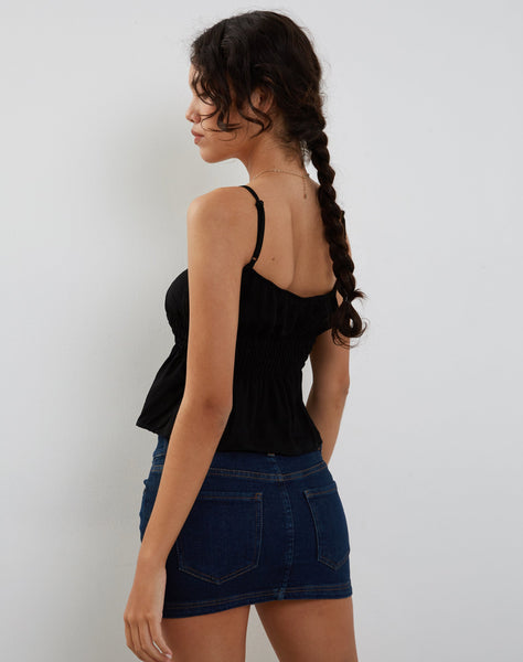 Image of Lyncia Tie Front Cami Top in Black