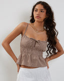 Image of Lyncia Tie Front Cami Top in Mini Gingham