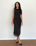 Image of Lyra Backless Midi Dress in Mesh Black