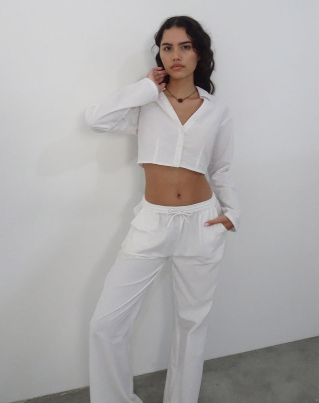 Image of Lyse Super Cropped Shirt in White