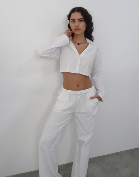 Image of Lyse Super Cropped Shirt in White