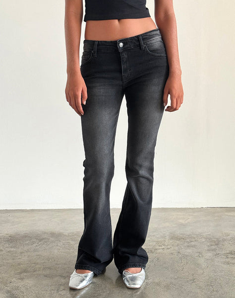 Image of Low Rise Flared Jeans in Extreme Black