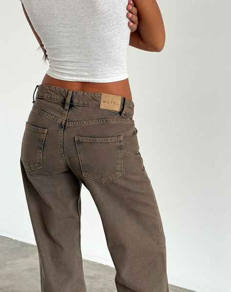 Image of Low Rise Parallel Jeans in Dark Sand