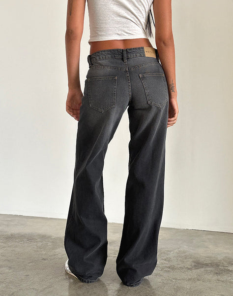 Image of Low Rise Parallel Jeans in Grey Used Bleach