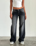 Image of Low Rise Parallel Jeans in Grey Used Bleach