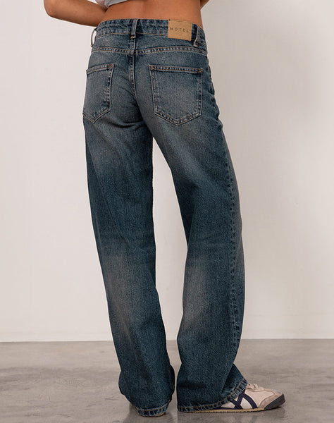 Image of Low Rise Parallel Jeans in Steel Blue