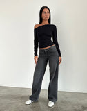 Image of Low Rise Parallel Jeans in Washed Black Grey