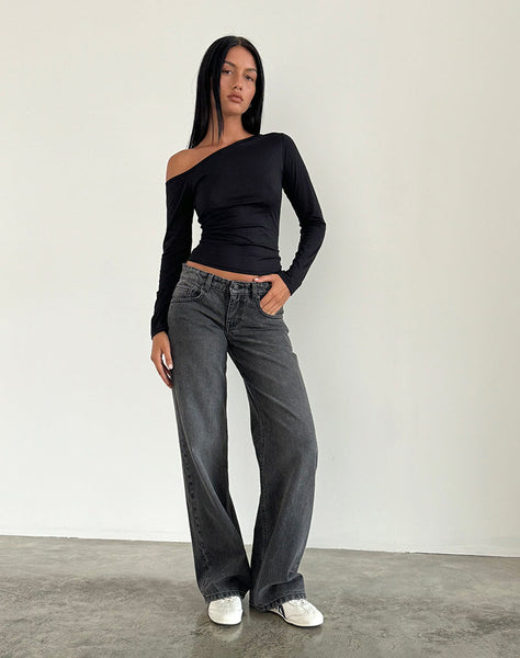 Image of Low Rise Parallel Jeans in Washed Black Grey