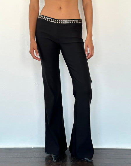 Sinena Lace Trim Trousers in Black