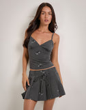 Image of Madira Top in Floral Embroidery Tailoring Charcoal