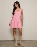 Image of Magare Mini Dress in Mini Gingham Peach
