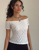 Image of Mageina Bardot Top in Lace Ivory