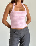 Image of Image of Maggha Halterneck Top in Crinkle Pink