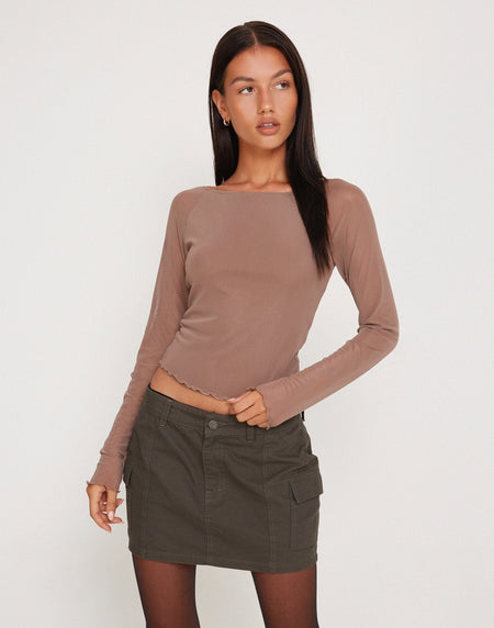 Odette O Ring Detail Top in Slinky Mocha