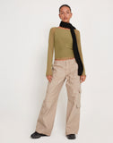 Image of Mahira Long Sleeve Mesh Top in Olive