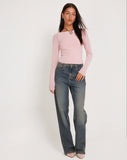 image of Mahira Long Sleeve Mesh Top in Pink