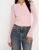 image of Mahira Long Sleeve Mesh Top in Pink