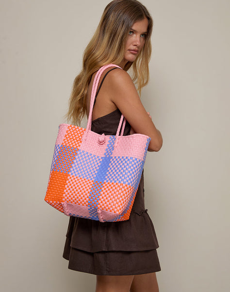 Image of Market Bag in Check Pink