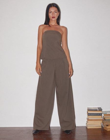 Abdel Faux Wool Tailored Trouser in Walnut