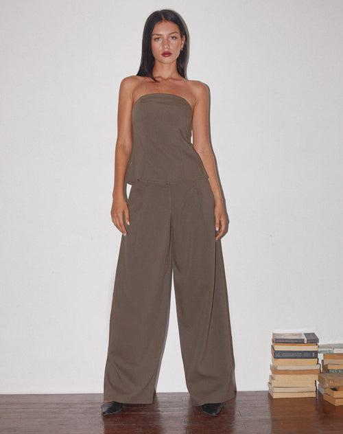 Image of Salisu Wide Leg Trouser in Tailoring Taupe