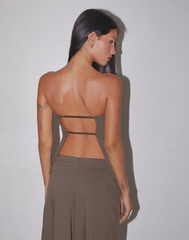 Image of Mairi Longline Bandeau Top in Taupe Tailoring