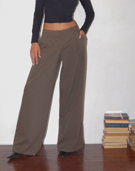 Image of Salisu Wide Leg Trouser in Tailoring Taupe