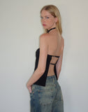 Image of Mairi Longline Bandeau Top in Black Tailoring