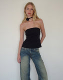 Image of Mairi Longline Bandeau Top in Black Tailoring
