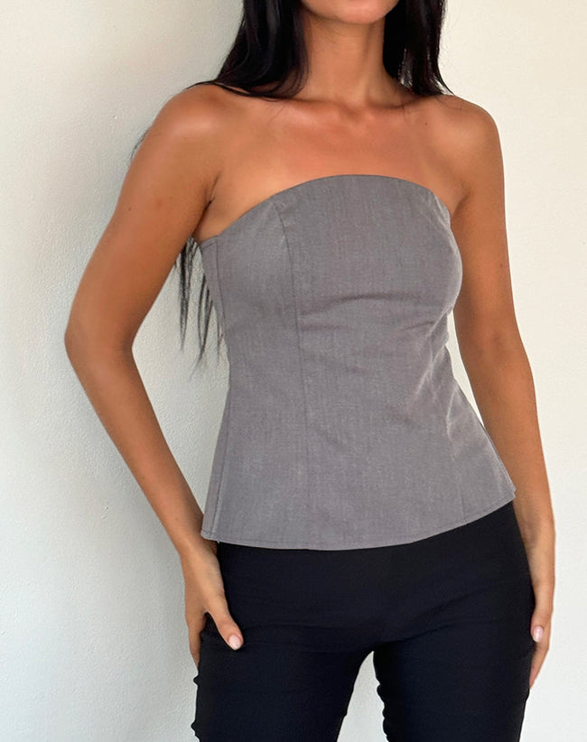 Image of Mairi Longline Bandeau Top in Charcoal Tailoring