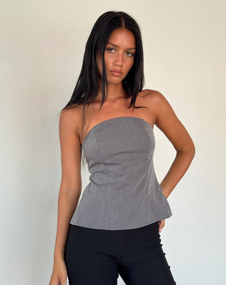 Janae Vest Top in Stretch Tailoring Grey