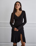 Image of Maivi Long Sleeve Top in Black with Lace Trim