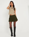 Image of Casini Pleated Micro Skirt in Dark Khaki