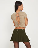 Image of Casini Pleated Micro Skirt in Dark Khaki