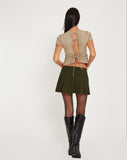 Image of Casini Pleated Micro Skirt in Dark Khaki