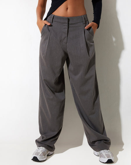 Lirura Wide Leg Trouser in Grey with White Stripes