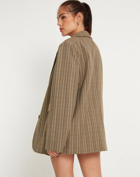 Image of Maiwa Blazer in Check Brown