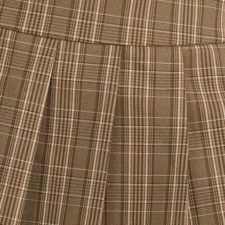 Casini Pleated Micro Skirt in Check Brown