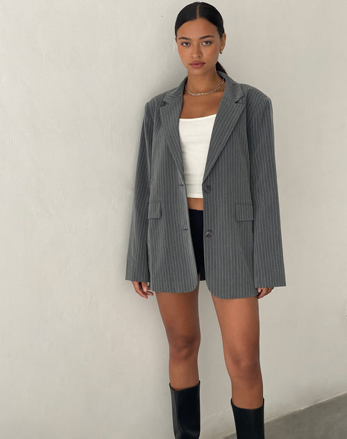 image of Maiwa Blazer in Tailoring Grey Pinstripe