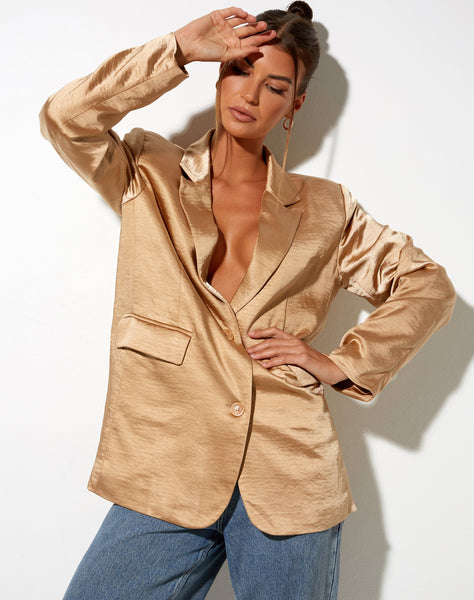 Image of Maiwa Blazer in Satin Golden Sand