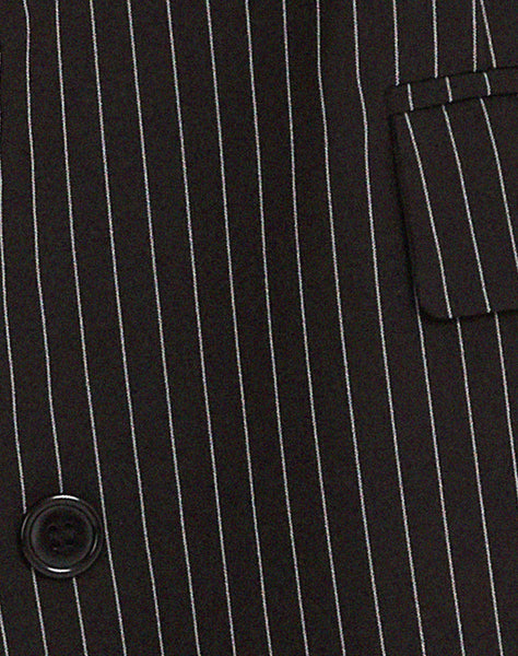 image of Maiwa Blazer in Pinstripe Black