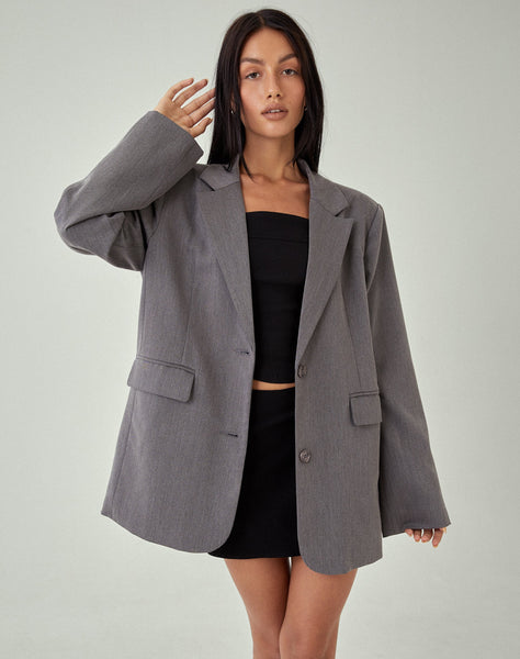 IMAGE OF Maiwa Blazer in Tailoring Charcoal