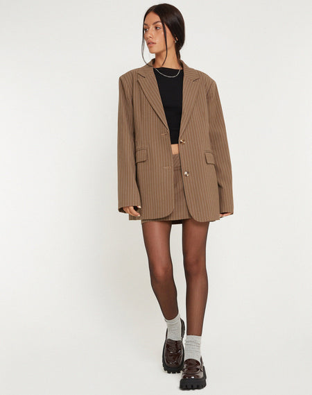 Messeir Faux Wool Blazer in Walnut