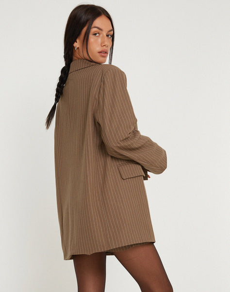 image of Maiwa Blazer Pinstripe Brown