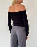 Image of Makena Bardot Jumper in Brushed Black