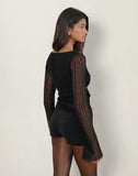 Image of Malakai Long Sleeve Top in Lace Black