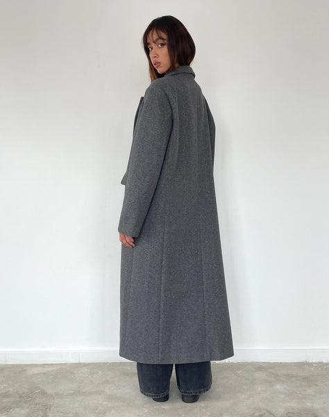 Image of Malati Longline Wool Coat in Charcoal