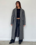 Image of Malati Longline Wool Coat in Charcoal