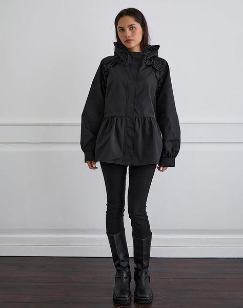 Image of Malcari Peplum Nylon Jacket in Black