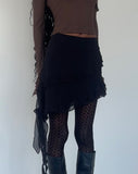 Image of Malinna Ruffle Mini Skirt in Black Chiffon